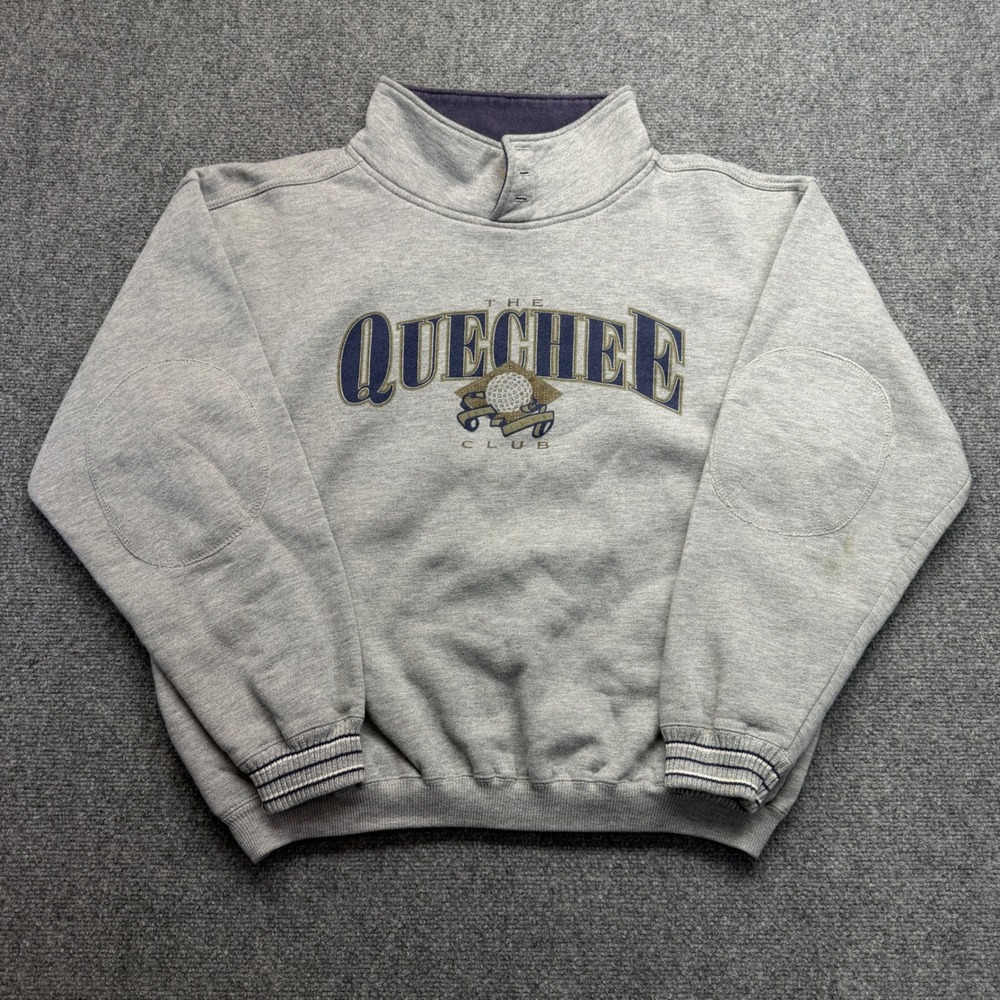 Gear For Sports Quechee Club Golf Sweatshirt Gray Mock Neck Elbow Patches XL